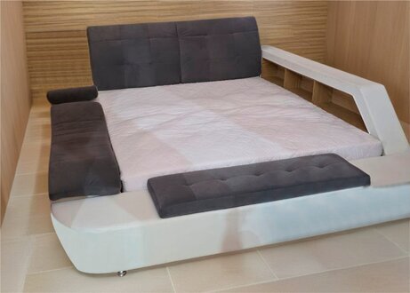 LuxuriÃ¶ses Bett 180x200 Multifunktionale Regale fÃ¼r das Schlafzimmer in WeiÃ und Grau Sofort