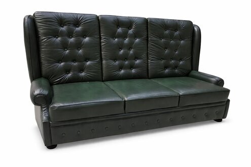 Wohnzimmer Sofa 3 Sitzer Schwarz-GrÃ¼n Leder Sofas Design Sofort