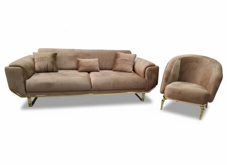 LuxuriÃ¶se Sofagarnitur 3+1-Sitzer-Sofa mit weicher Polsterung Set, Stoff Sofort