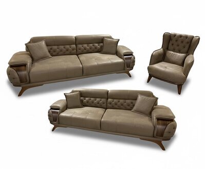 Modernes Sofa Set 3+3+1 Braun â Stilvolle Eleganz fÃ¼r Ihr Wohnzimmer Sofort