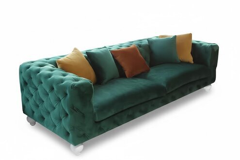 Sofa 4 Sitzer Couch Chesterfield GrÃ¼ne Design Couch Textil Sofort lieferbar