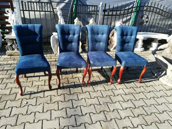 Esszimmer 4x Stuhl Set StÃ¼hle Garnitur Polster Lehn Wohnzimmer Holz SAMT NEU