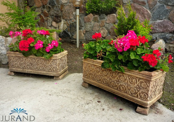 Massiver PflanzgefÃ¤Ã Garten Blumenkasten Pflanztrog Blumentopf aus Steinguss