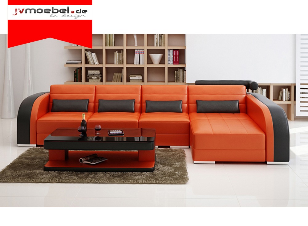 Big Couch Sofa Wohnlandschaft Polster Eck Leder Sofa Garnitur Couchen Bergamo V