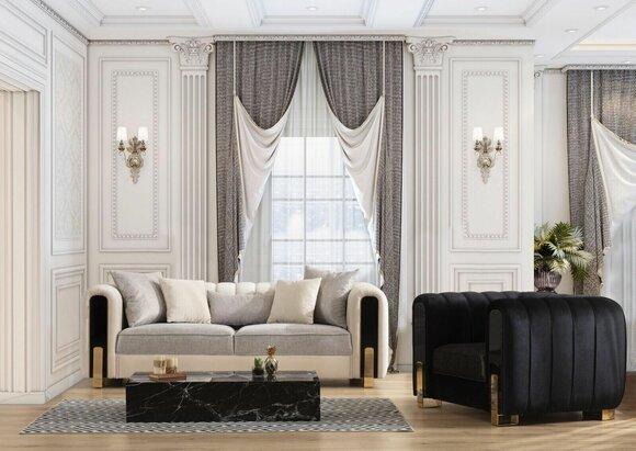 Moderne Couchgarnitur Dreisitzer Sessel Luxus Set Stoffsofas Luxus MÃ¶bel