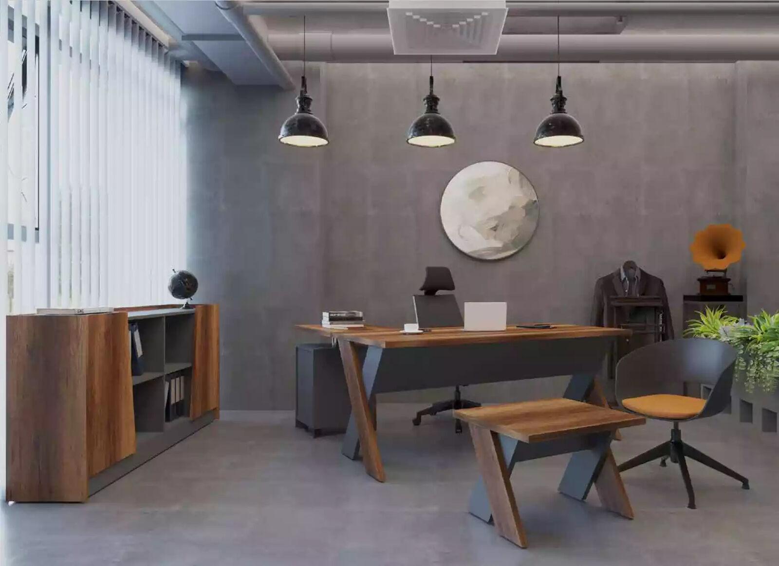 Schreibtisch Couchtisch BÃ¼cherregal Arbeitszimmer Buro Modern Braun