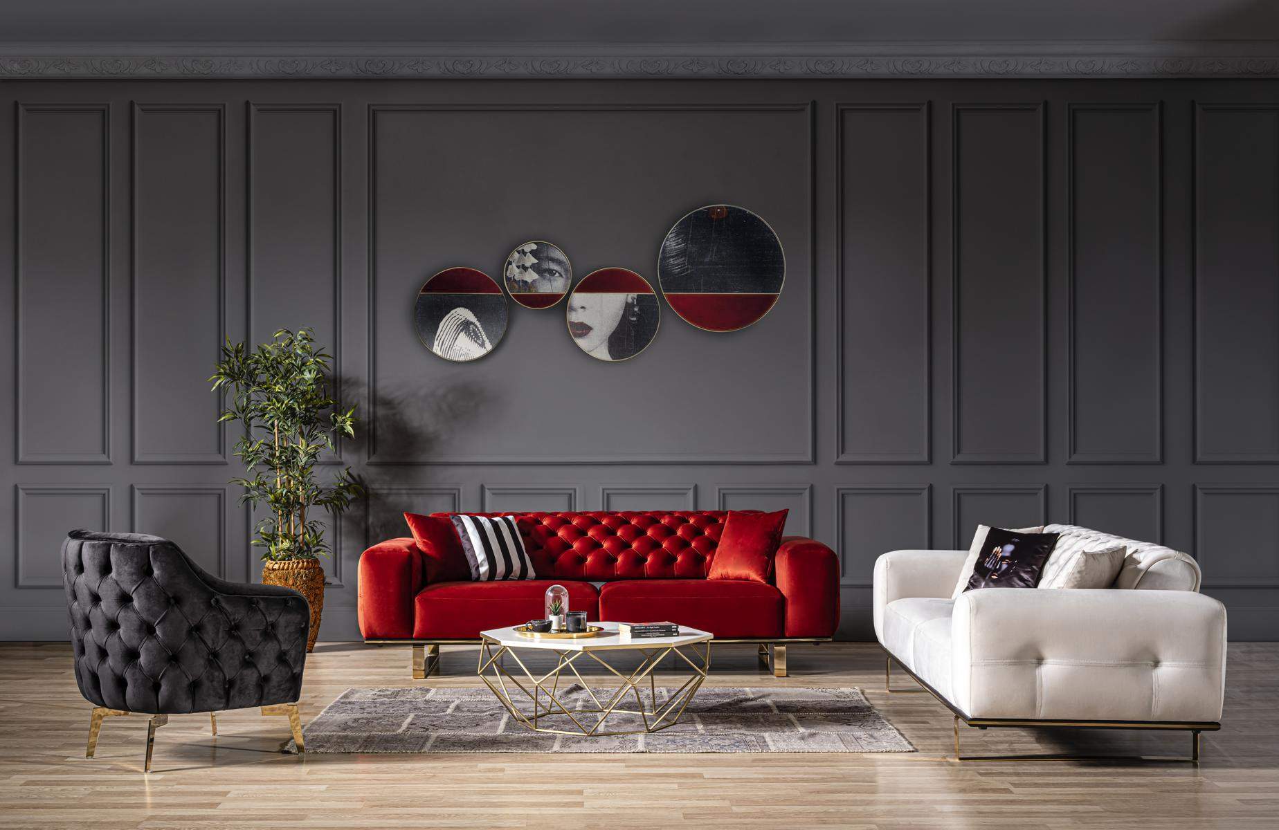 Bunte Designer Sofagarnitur Couch 3+2+1 Sitzer Couchen Chesterfield