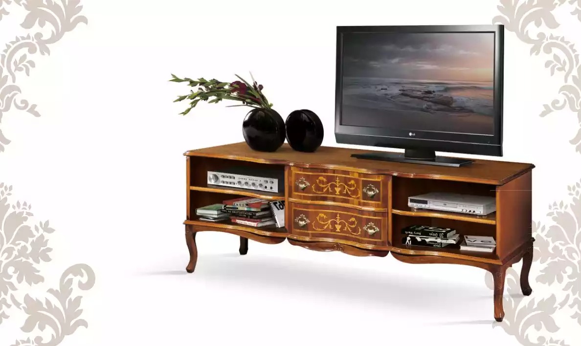 Klassisches Braunes TV-Regal Designer Holz Sideboard Wohnzimmer MÃ¶bel