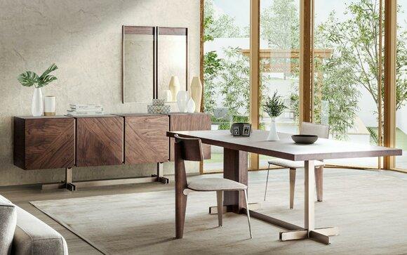 Brauner Esstisch Designer Tische Tisch + 4x Lehnstuhl Möbel 5tlg. Set