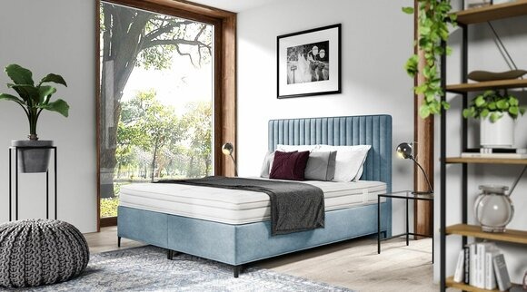 Blau Bett Designer Doppelbett PolstermÃ¶bel Schlafzimmer Boxspringbett