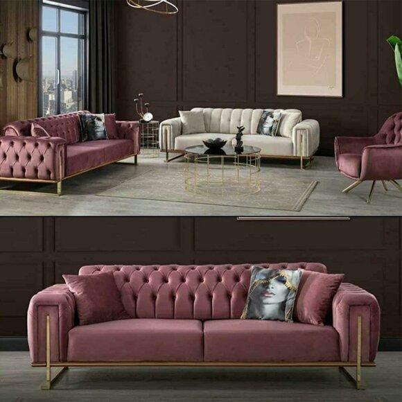 MÃ¶bel Wohnzimmer Mehrfarbig Set 2x 3-Sitzer Sofas und Sessel 3tlg.