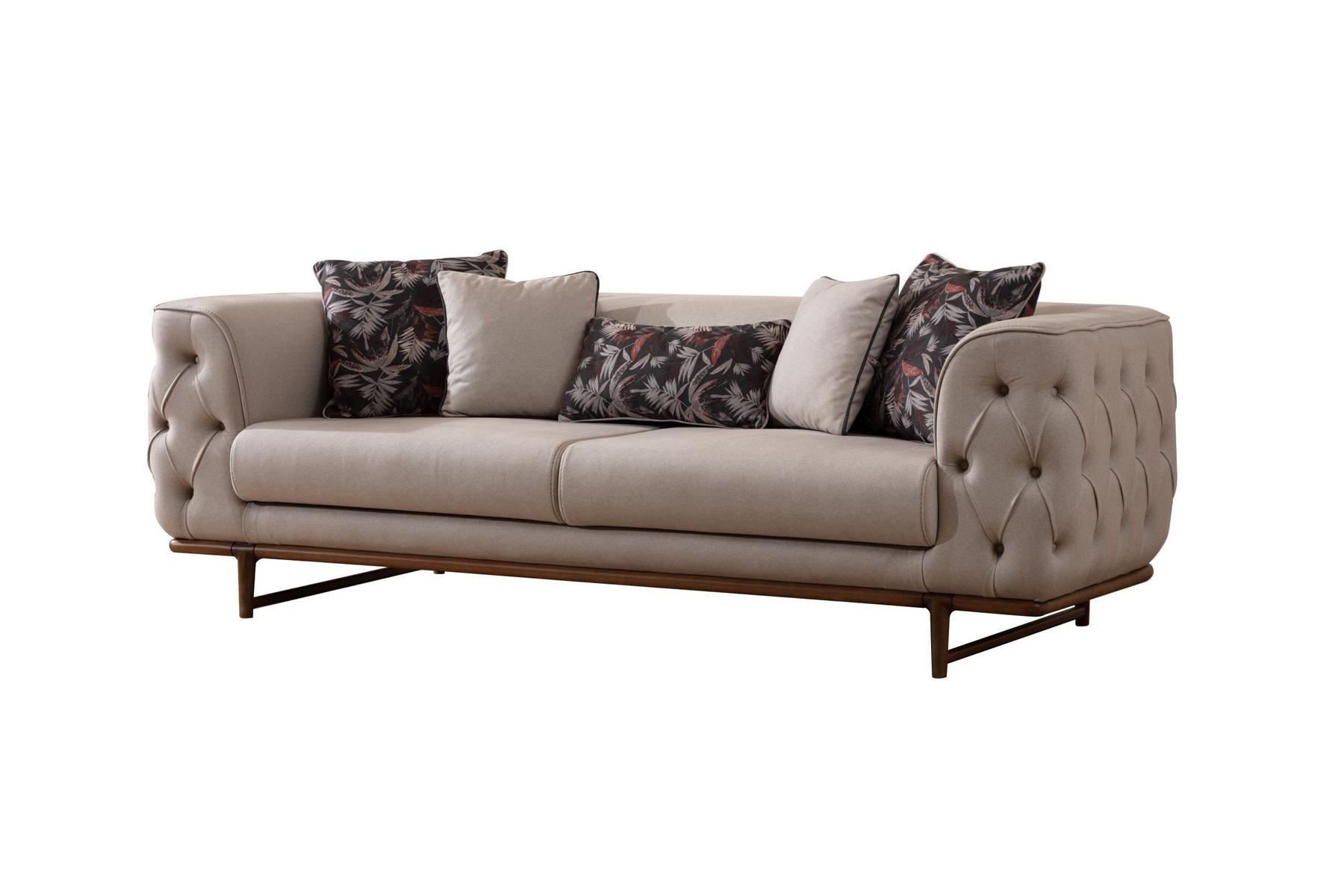 Hellbeiger Chesterfield Dreisitzer LuxuriÃ¶ser 3-Sitzer Edle Polster Sofas