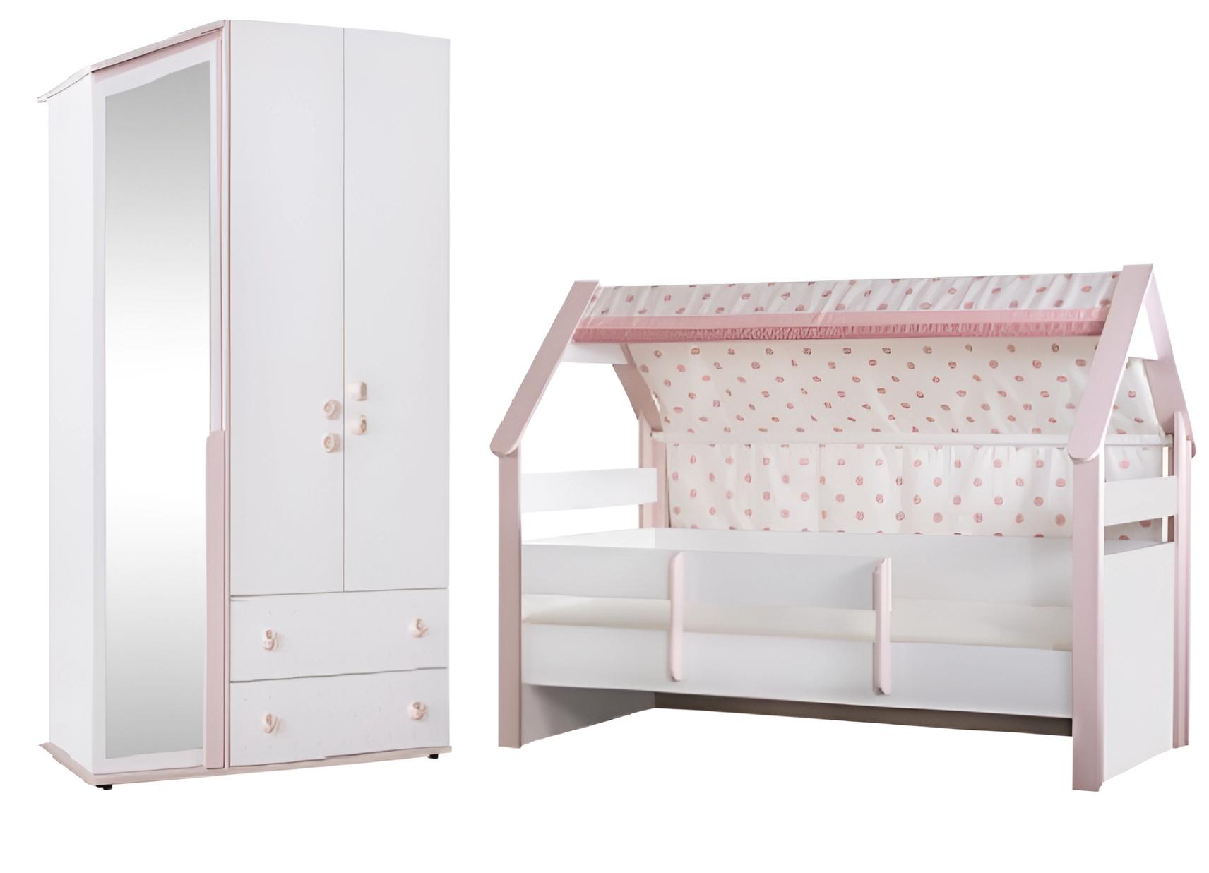 KinderzimmermÃ¶bel - Schrank und Kinderbett Rosa 2tlg Kinderzimer Set