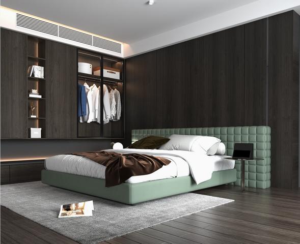 Modernes Bett GrÃ¼n Gewebtes Kopfteil Polster Design Elegantes Schlafzimmer