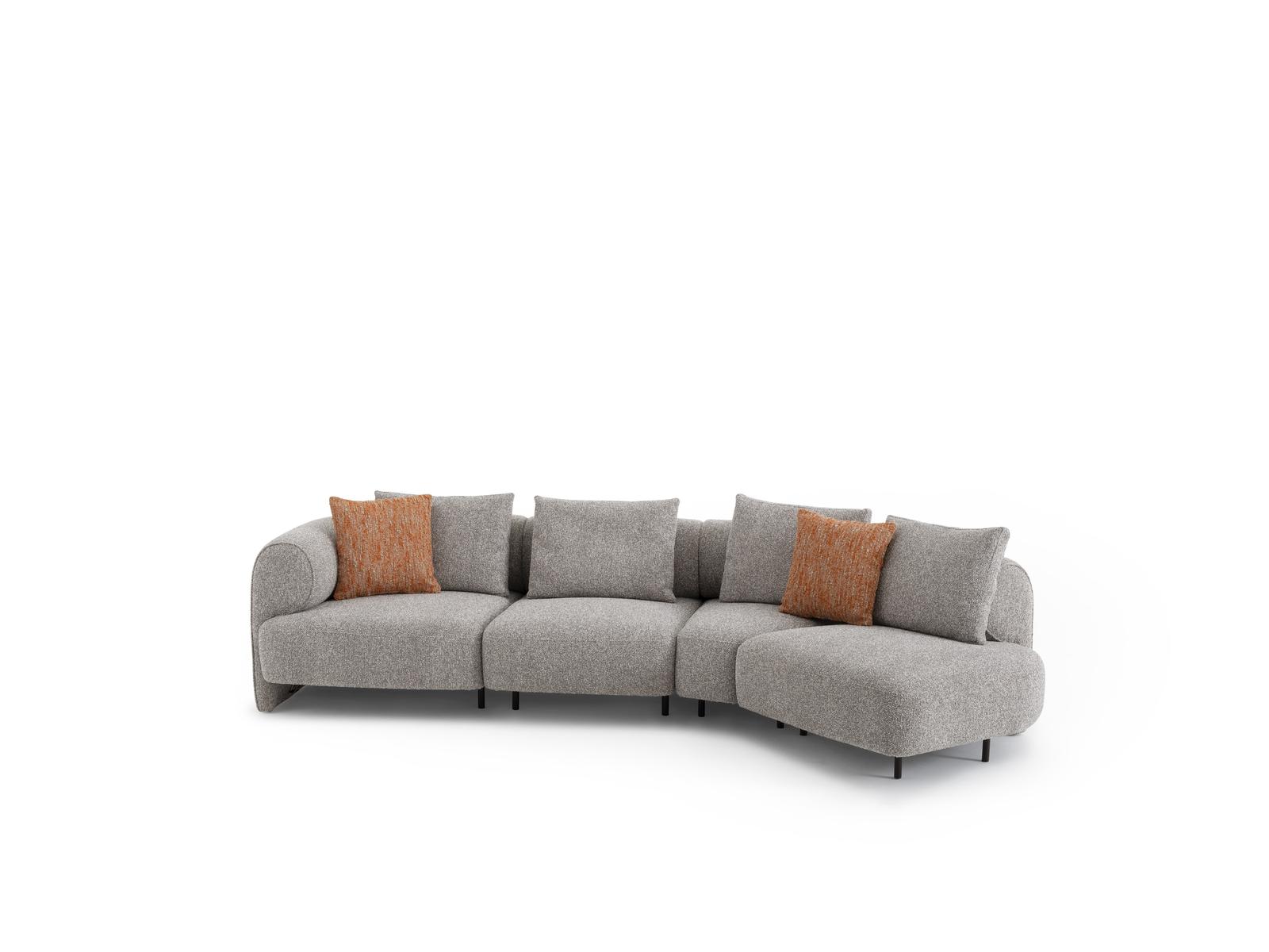 Elegantes graues Ecksofa aus Textil und Holz