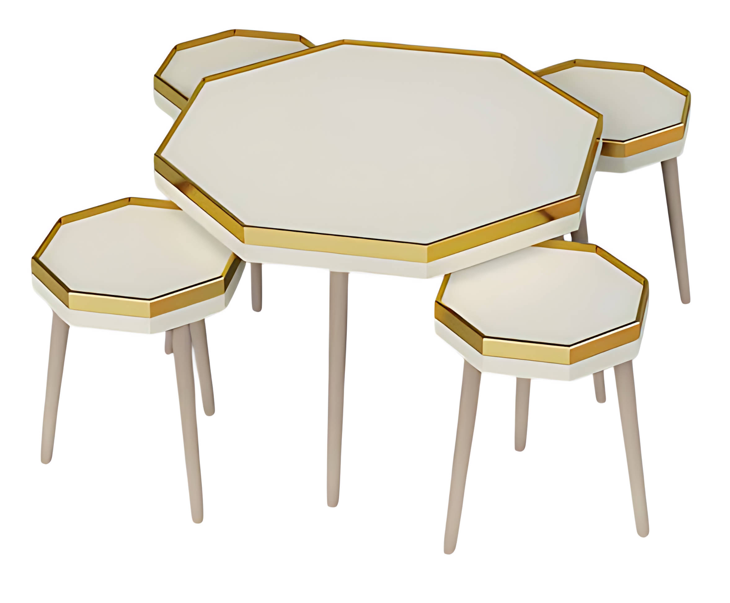 Elegantes weiÃes Wohnzimmer-Set aus Holz und Edelstahl