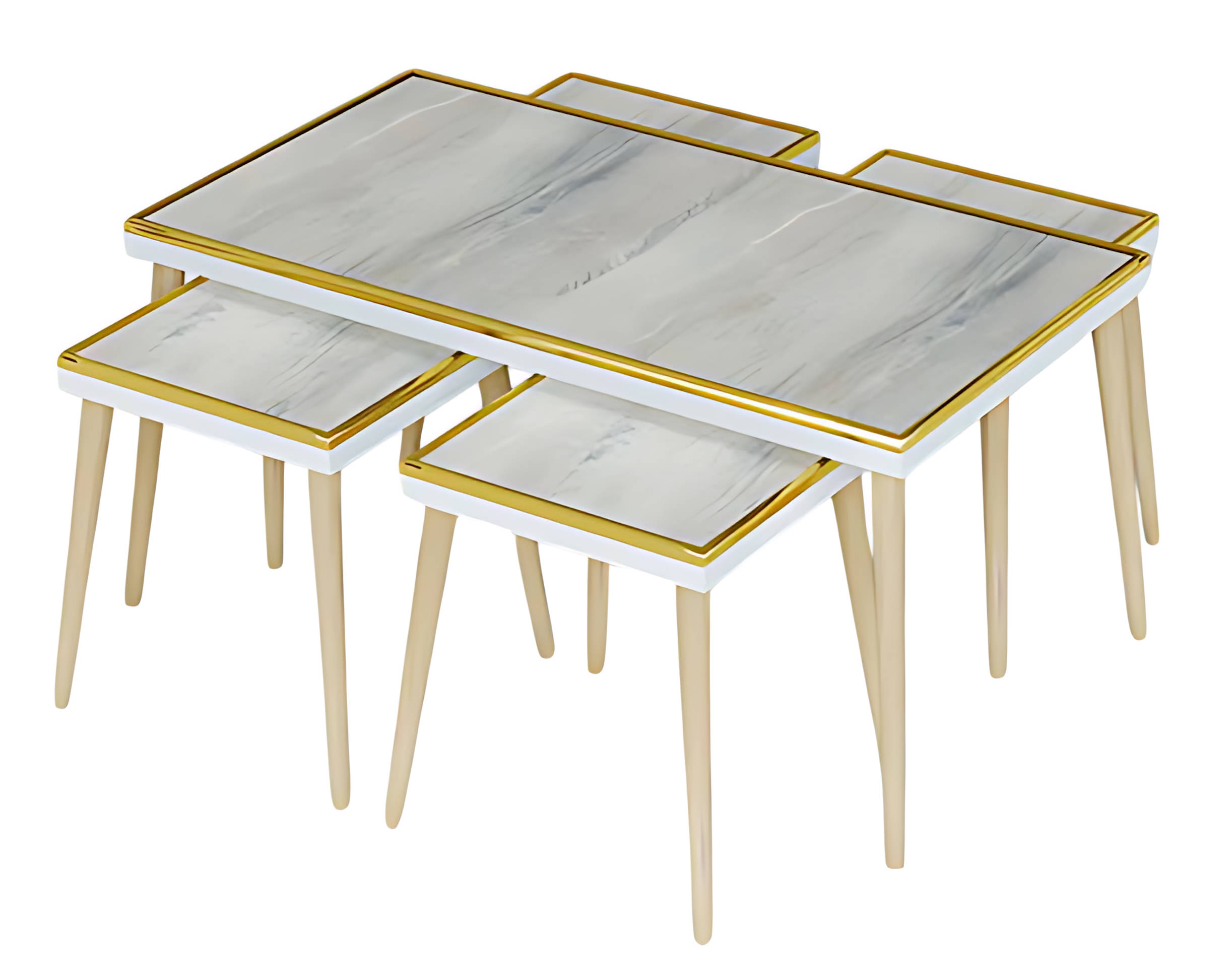 Wohnzimmer-Set Grau aus Holz und Edelstahl modern und stilvoll