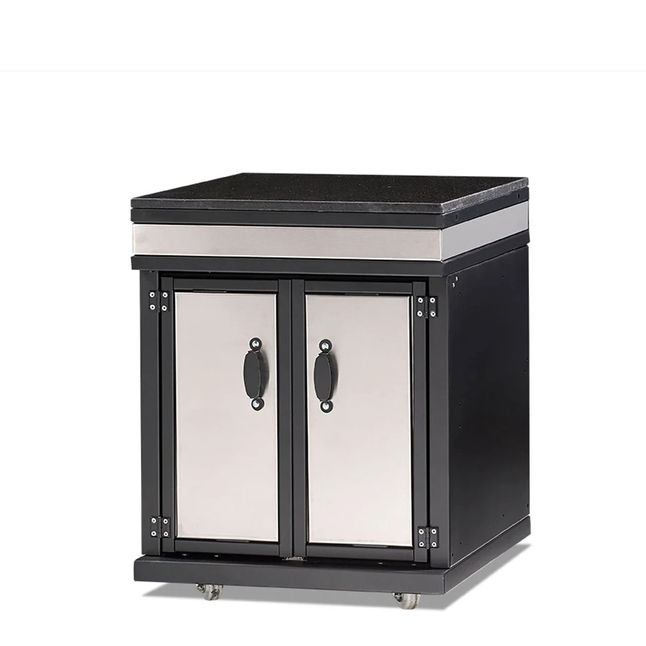 Elegantes AuÃenkÃ¼chenmodul aus Edelstahl in Silber