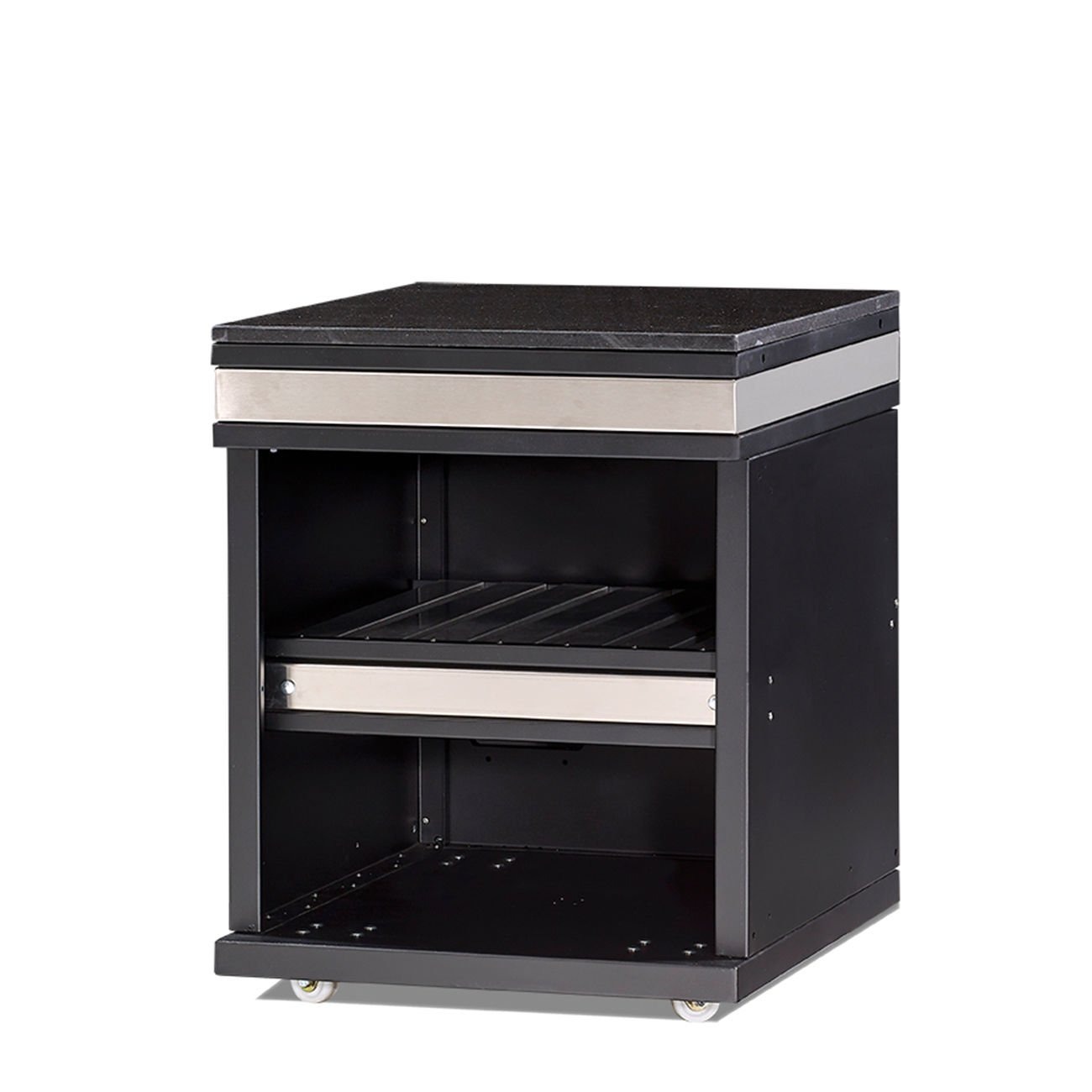 AuÃenkÃ¼chenmodul aus Edelstahl in Schwarz modern