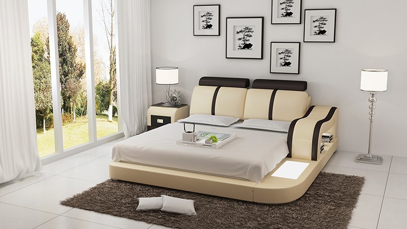 Bett Design Luxus Luxus Betten Leder Schlafzimmer 140/160/180/200 LB8811