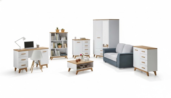 6 tlg. BÃ¼ro Set Garnitur MÃ¶bel Schreibtisch Tisch Kommode Schrank Regal