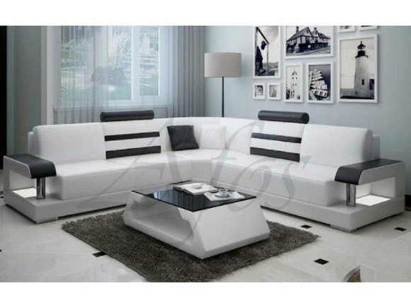 Wohnlandschaft Polster Ecke Eck Sofa Couch WeiÃ Garnitur Landschaft Leder