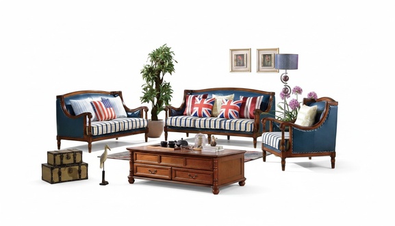 Amerikanische Sofagarnitur Ledersofa Couch Polster 321 Sitzer Holz