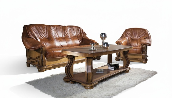 Antik Stil Ledersofa Couch Sofagarnitur 3+2+1 Sitzer Italienisches Leder Polster