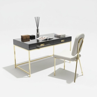 Arbeits Schreib BÃ¼ro Tisch Luxus Klasse Edelstahl Designer MÃ¶bel Glanz