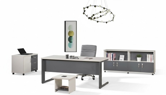 Arbeitstisch BÃ¼romÃ¶bel ComputermÃ¶bel Schreibtisch 4tlg Holz Set Grau