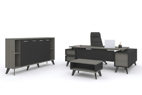 Arbeitszimmer BÃ¼ro MÃ¶bel Schreibtisch Couchtisch Aktenschrank 3tlg Set