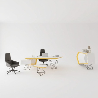 Arbeitszimmer buro Eckschreibtisch Couchtisch Sideboard Modern WeiÃ