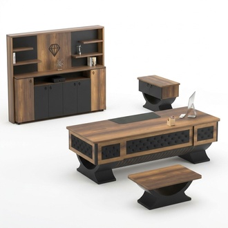 Arbeitszimmer Set Anrichte Couchtisch Tisch Sideboard Holz Braun Schwarz 4tlg