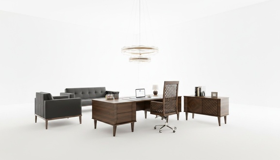 Arbeitszimmer-Set: Minimalismus, GemÃ¼tlichkeit und Strenge
