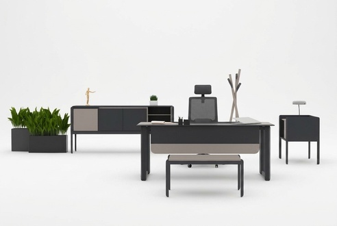Arbeitszimmer Set Schreibtisch BÃ¼roschrank Kommode Couchtisch Antrazhit