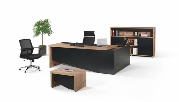 ArbeitszimmermÃ¶bel Komplette EckbÃ¼rotisch 3tlg Holz Schwarz BÃ¼romÃ¶bel