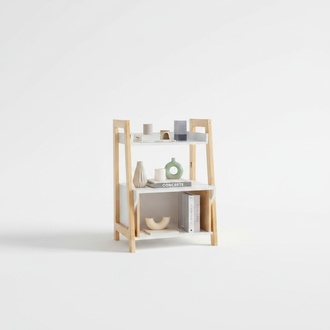 Beige-WeiÃes BÃ¼cherregal Ablagenregal Hochwertige Holz Beistellkommode