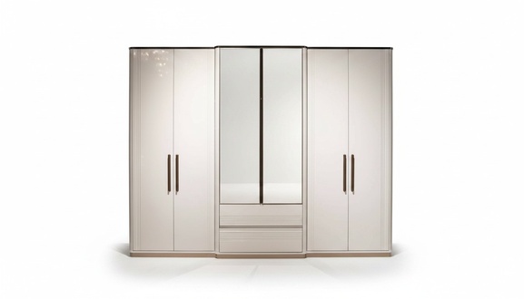 Beiger Kleiderschrank aus Holz modern eleganter Stauraum