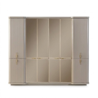 Beiger Kleiderschrank Garderobenschrank Schlafzimmer Holzschrank MÃ¶bel