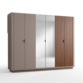 Beiger Kleiderschrank Schlafzimmer SchrÃ¤nke GlastÃ¼ren 6-tÃ¼riger Schrank