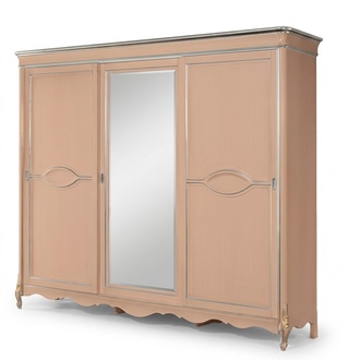 Beiger Schlafzimmer Kleiderschrank 3-tÃ¼rig Massivholz MÃ¶bel Klassisch