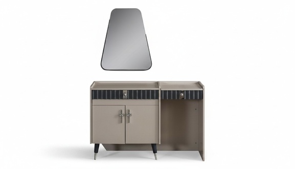 Grau Schminktisch Holz Kosmetiktisch Designer Konsole Spiegel 2tlg