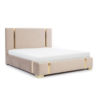 Beiges Edelstahlbett Schlafzimmer Betten Modernes Polsterbett MÃ¶bel