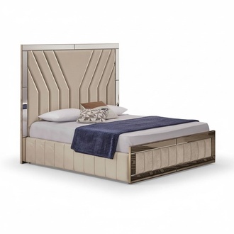 Beiges Schlafzimmer Bett Designer Doppelbett LuxuriÃ¶ser Bettrahmen Bett