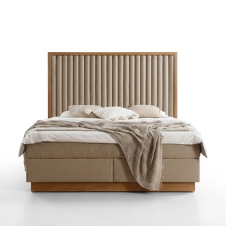 Beiges Schlafzimmer Doppelbett 2x Luxus Nachttische Edle MÃ¶bel 3tlg
