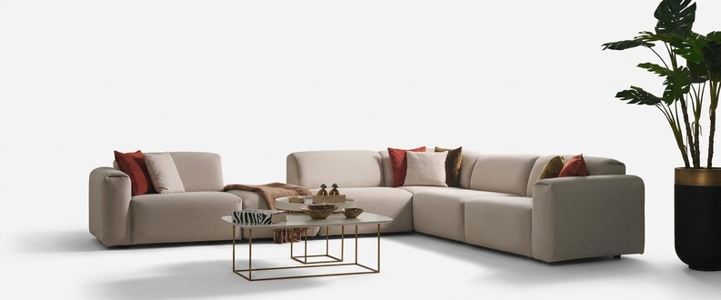 Beiges Wohnzimmer Sofa Designer Ecksofa L-Form Luxus Couch PolstermÃ¶bel