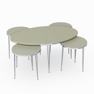 Beistelltische Holzbeige modern elegant Set aus 4 StÃ¼ck