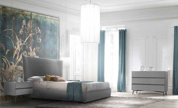 Luxus Schlafzimmer Bett Designer MÃ¶bel Doppelbett Grau Textil Betten Holz Neu