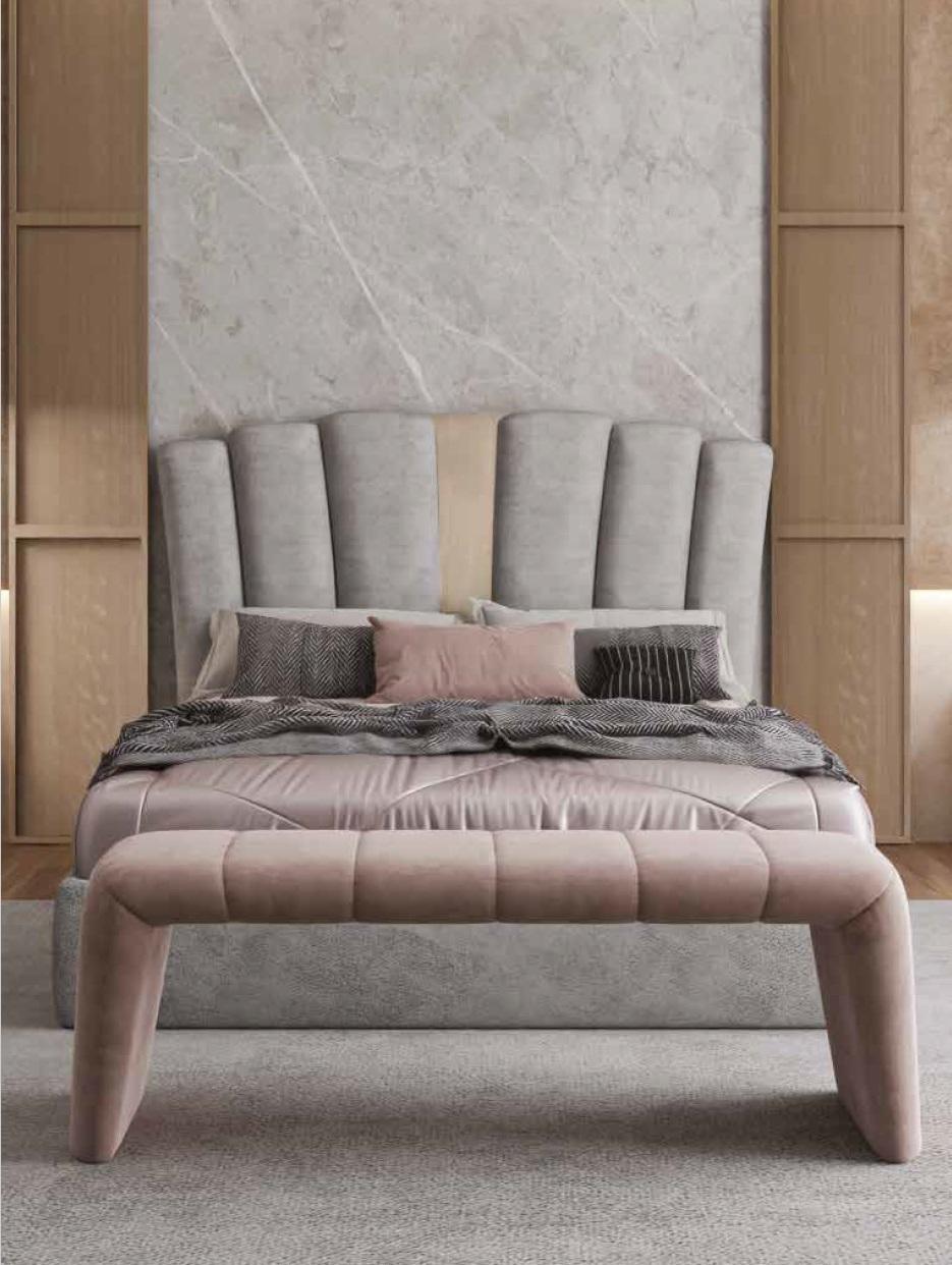 Bettrahmen Design Polster Bett Designer MÃ¶bel Grau Neu Betten Schlafzimmer Luxus
