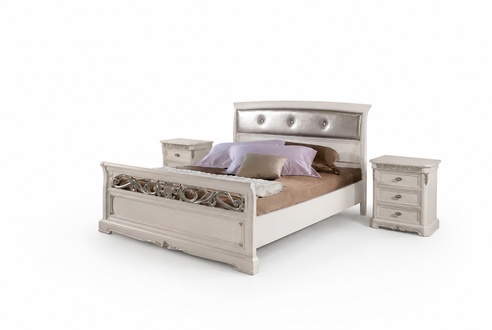 Bett 2x Nachttische 3 tlg. Schlafzimmer Set Designer Luxus Betten WeiÃ
